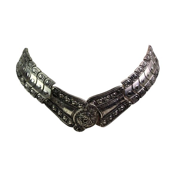 EMBELLISHED WHITE REAL LEATHER METAL 1 1/8"Wd DRESS CASUAL WOMEN'S BELT S (A73 - Picture 2 of 11